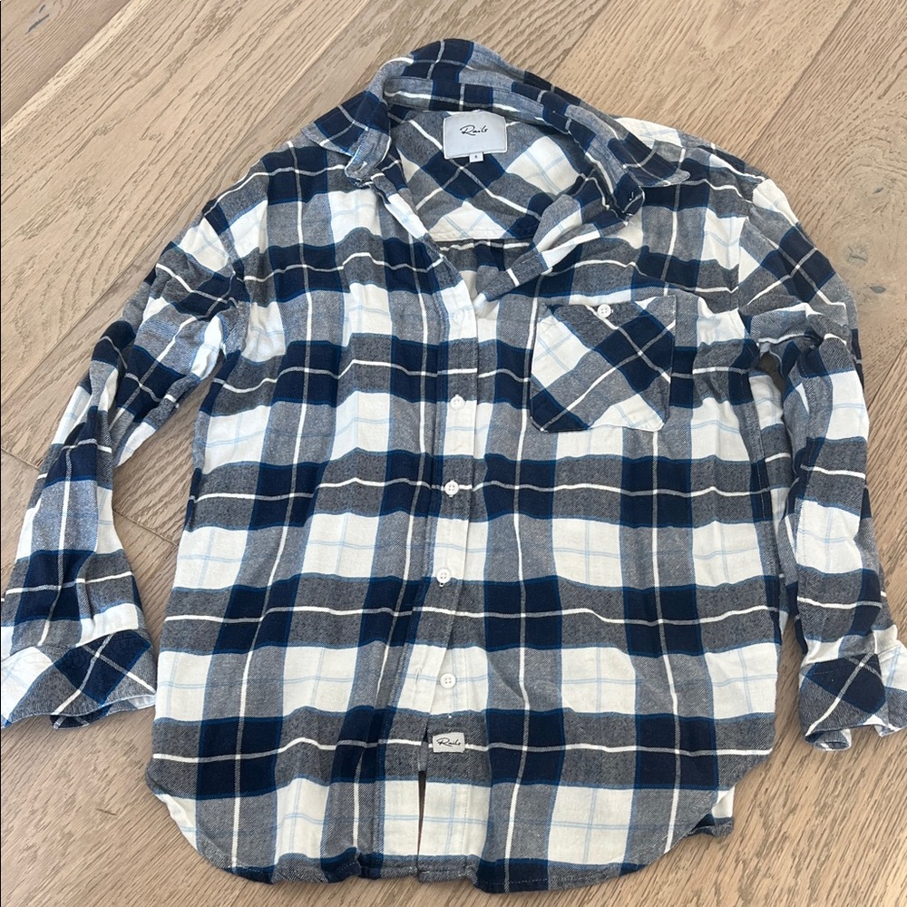Rails Navy and Cream Checkered Button-Down Shirt